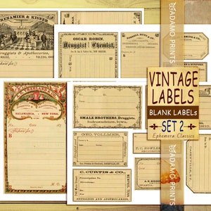 Vintage Labels Set2, Blank Labels, Digital Collage, Ephemera Classic, Printable Images, Digital Kit, Vintage Art, Grunge, Shabby, Download