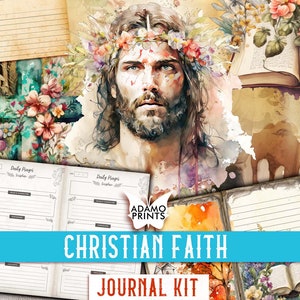 Christelijk geloof Junk Journal Kit, Gebedsdagboek, Jezus, Collagebladen, Ephemera Christian Printable, Scrapbook God Christian Paper Print