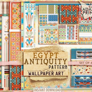 Ägypten Antike Muster, Antike Tapete Digital, Ornamente Tapete, Papierstruktur, Journal Kit, Druckbarer Hintergrund, Scrapbook Kit