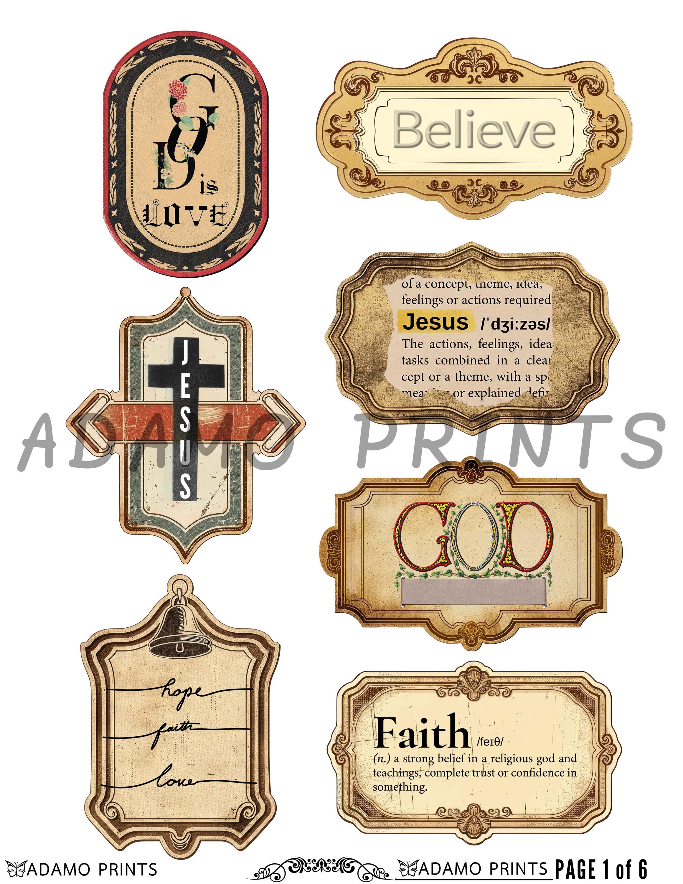 Religious Label Journal Words, Vintage Labels, Bible Scripture, Digital ...