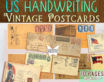 US Handwriting Postcards, Old Time Postcard, Old Postage Digital, Printable Postcards, Digital Images, Digital Collage, Vintage Postcards