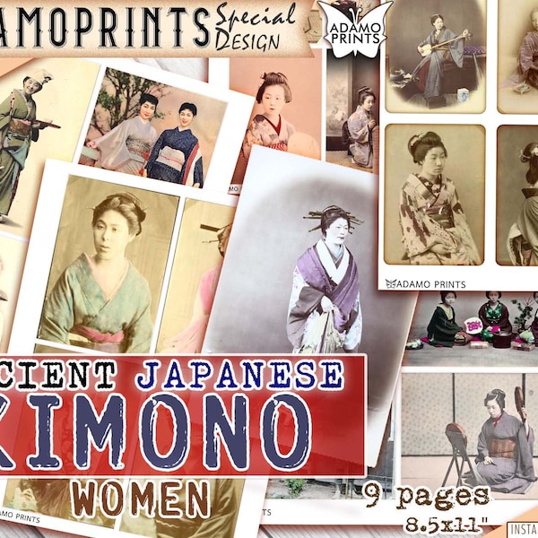 Ancient Japanese Kimono Women, Vintage Japan, Digital Images, Ephemera Classics, Digital Art, Classic Japan, Art Ephemera, Digital Collage