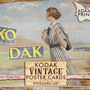 Kodak Vintage Poster Cards, Vintage Images, Ephemera, Digital Collage, ATC, Printable Image, Ephemera Classic, Scrapbook Kit, Journal Page
