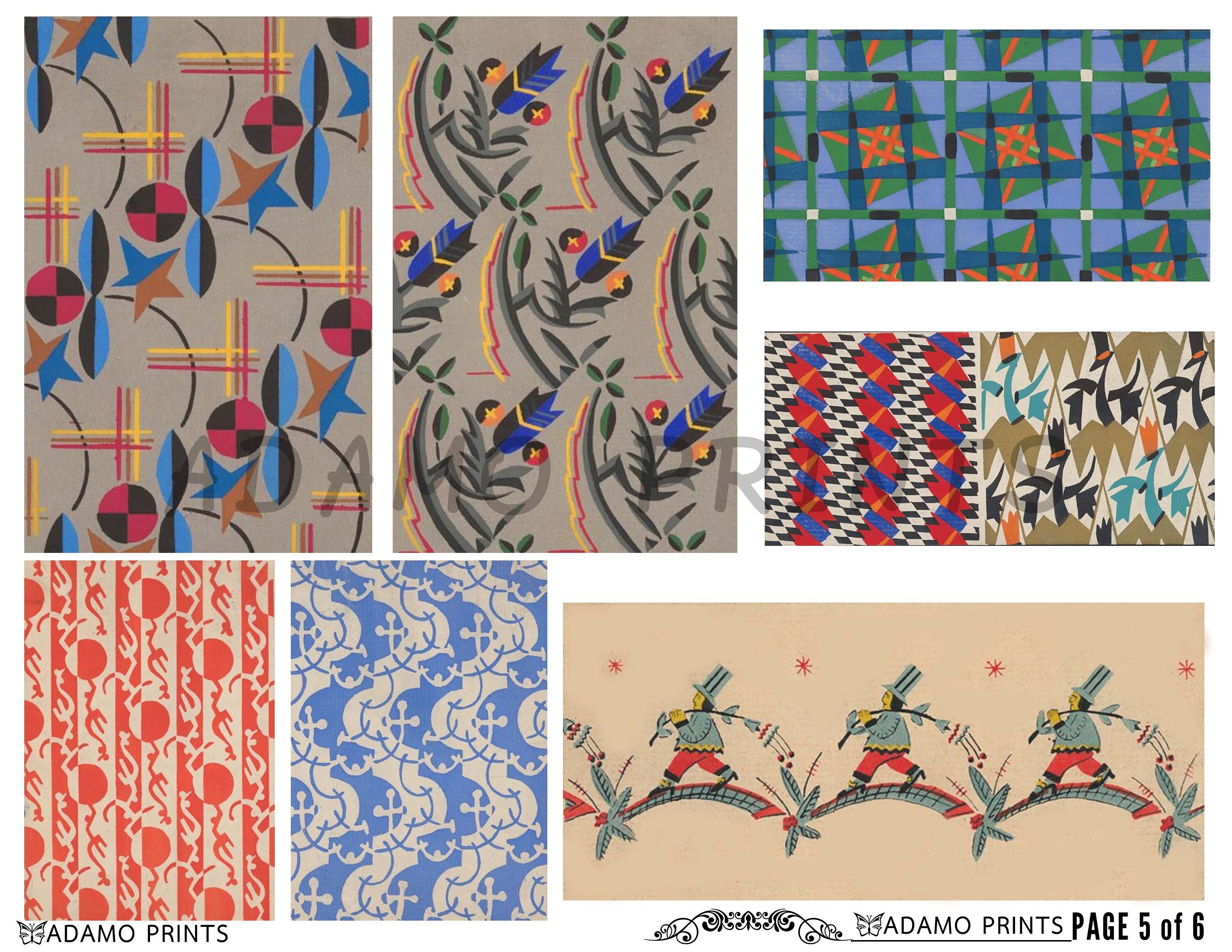 Fabric Designs Sample Vintage Pattern Alter Art Digital | Etsy