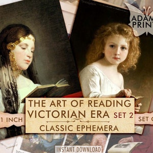 The Art of Reading Set2, Victorian Era, Digital Ephemera Classics, Digital Collage, Printable Images, Vintage Art, Art Ephemera, Download