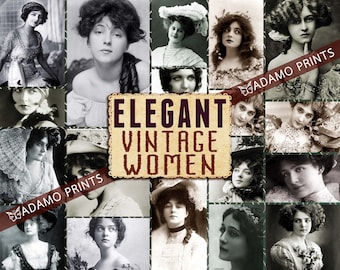 Elegant Vintage Women, Digital Images, Vintage Photos, Digital Collage, Ephemera, Classic, Vintage Art, Printings, Junk Journal, Download