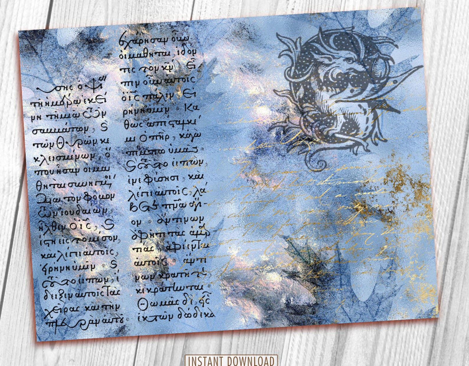 Mystical Dragon Journal Kit, Blank & Lined Page, Magic, Collage Sheets ...