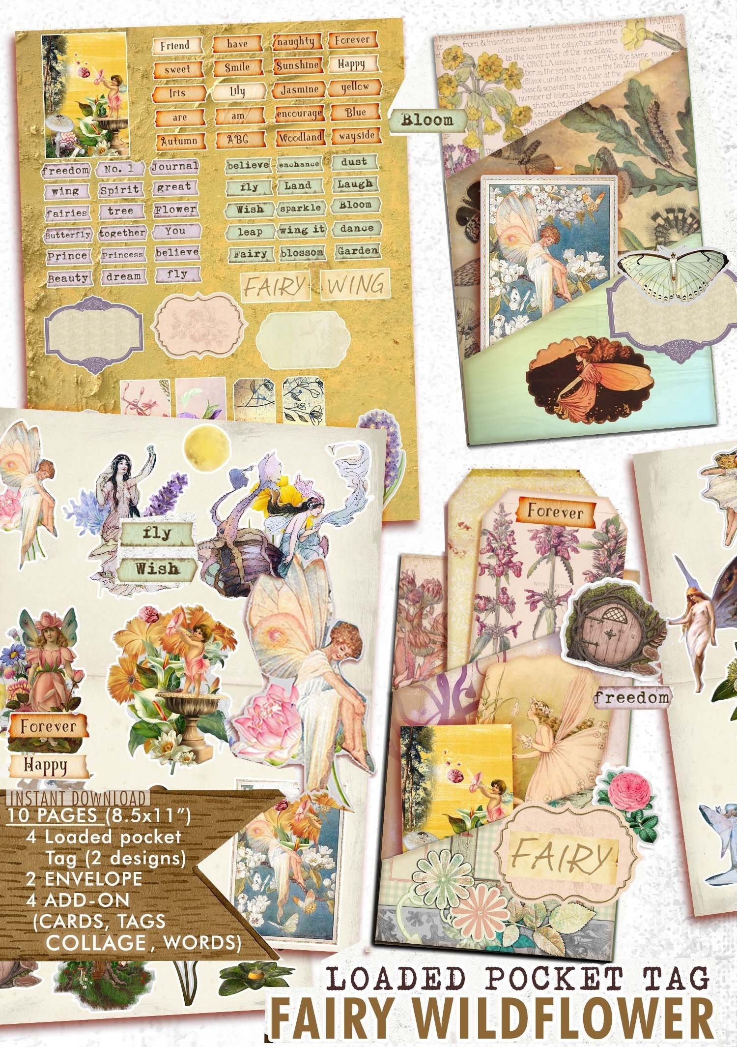 Fairy Wildflower Loaded Pocket Tags Junk Journal Kit - Etsy