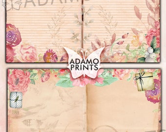 ローズホリデー、ジャンクジャーナルキット、ジャーナルページ、印刷