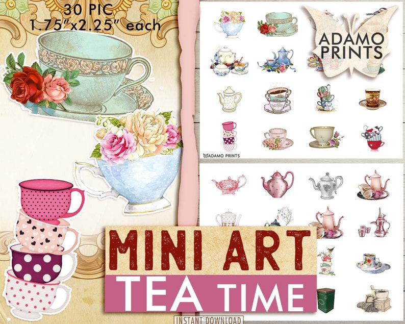 Download Mini Art Miniature Images Scrapbook Art Digital Images Roses Journal Kit Tea Time Vintage Art Ephemera Classics Tea Ephemera Clip Art Art Collectibles Safarni Org