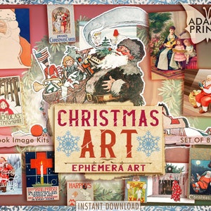 Christmas Art, December, Vintage Cards, Collage Sheet Christmas, Vintage Cards, Scrapbook Kit, Junk Journal, ATC, Download