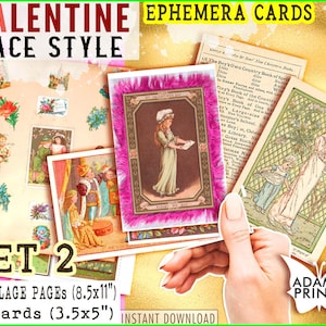 Lace Valentine Cards Set2, Valentine Digital, Cartes postales imprimables, ATC, Ephemera Classic, Images numériques, Collage numérique, Art vintage, Amour