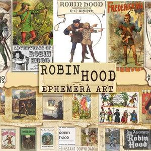 Robin Hood, Adventure, Children Book Digital, Ephemera Classics, Digital Images, Vintage Art, Children Book Art, Scrapbook Kit, Book Pages