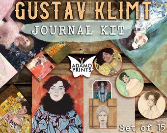 Gustav Klimt Journal Kit, Journal Page, Art Nouveau, Tags, Labels, Printable Collage Sheets, Collage Ephemera, Shabby Chic Journal Kit