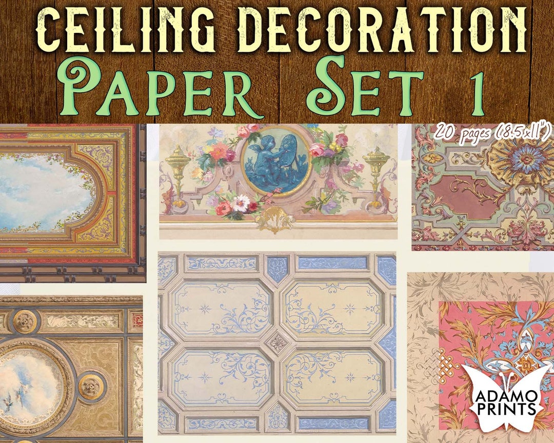 Ceiling Decoration Paper Set1, Shabby, Junk Journaling Kit, Paper for ...