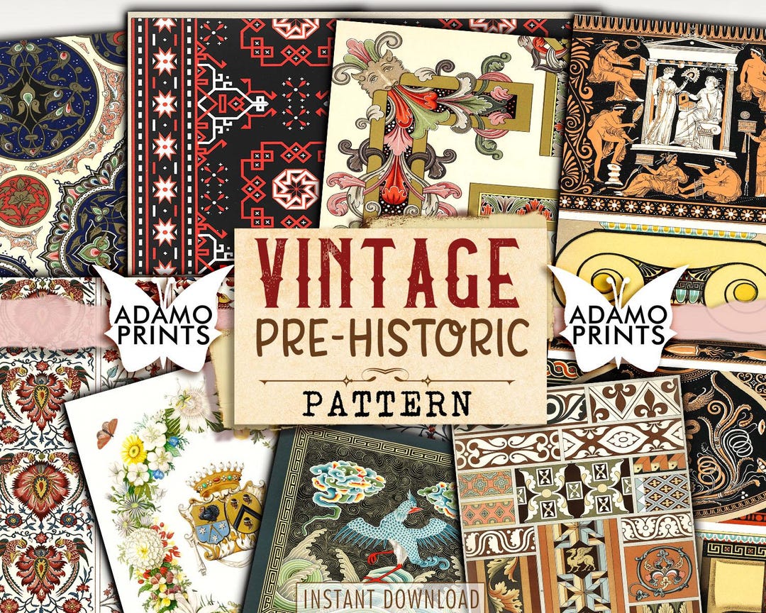 Pretty Historic Patterns Vintage Pre-historic Pattern, Vintage Fabric Paper, Antique Junk ...