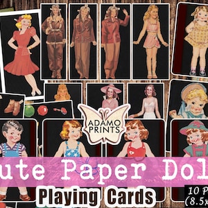 Cute Paper Doll, Vintage Toys, Junk Journal, Ephemera Classic, Digital Image, Scrapbook Ephemera, Digital Collage, Printable Images