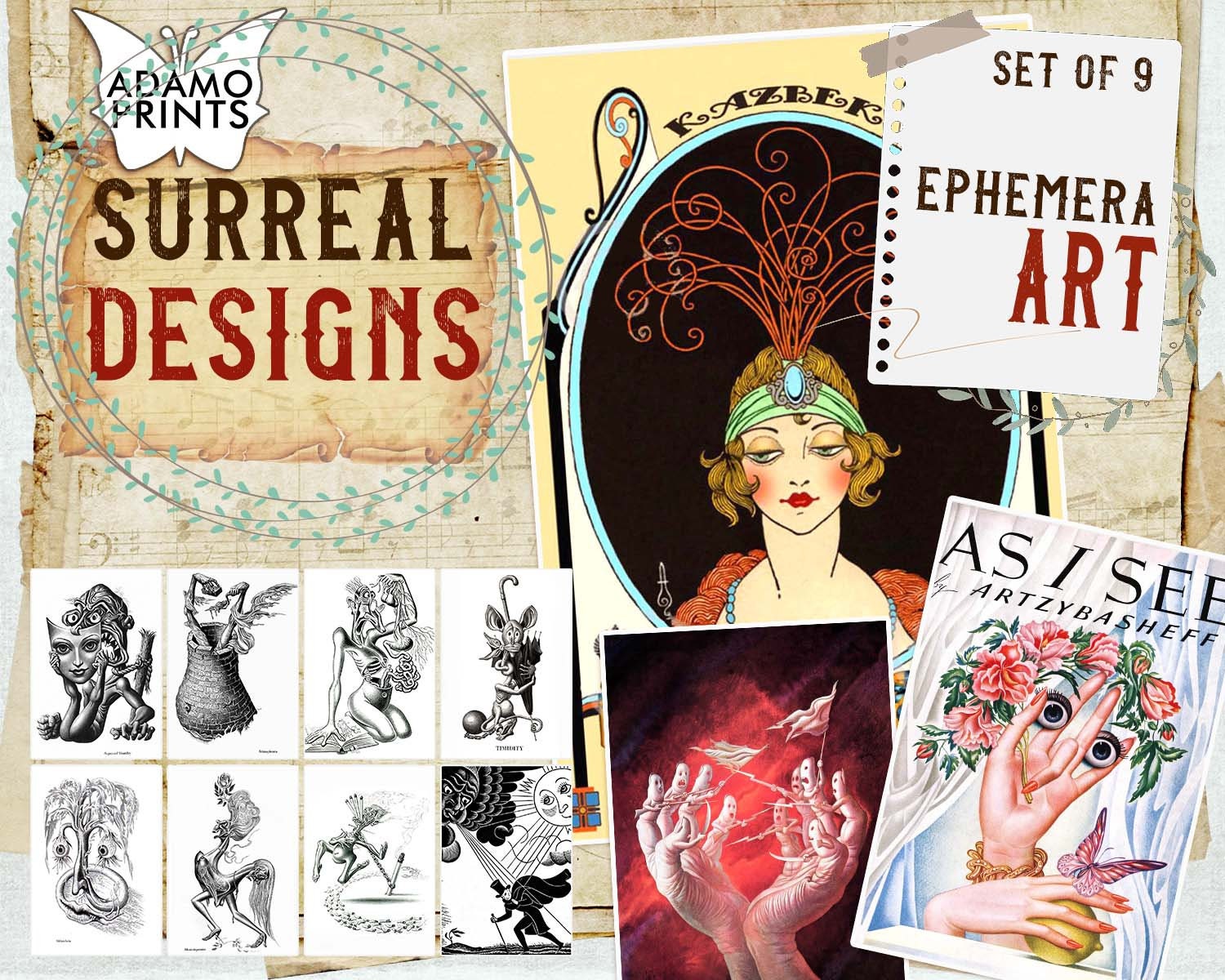 Surreal Designs by Boris Artzybasheff, Graphic Arts, Vintage Art