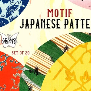 Motief Japans patroon, digitaal behang, digitaal papier, bloem, Japans digitaal, junk Journal, afdrukbare achtergrond, Scrapbook Kit