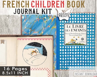 French Children Book, Children Junk Journal Kit, Journal Page, Vintage French Cartoon, Digital Image, Vintage Art, Magic, Children Tale