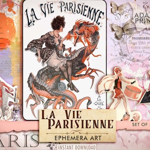 Copertine di riviste La Vie Parisienne, Immagini vintage, Ephemera, Collage digitale, ATC, Squallido, Immagine stampabile, Download istantaneo, Copertina di una rivista