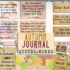 Autumn Journal Quotes & Words, Junk Journaling Words, Junk Journal, Phrases, Defination, Mixed Media, Label, Scrapbooking, Ephemera Words