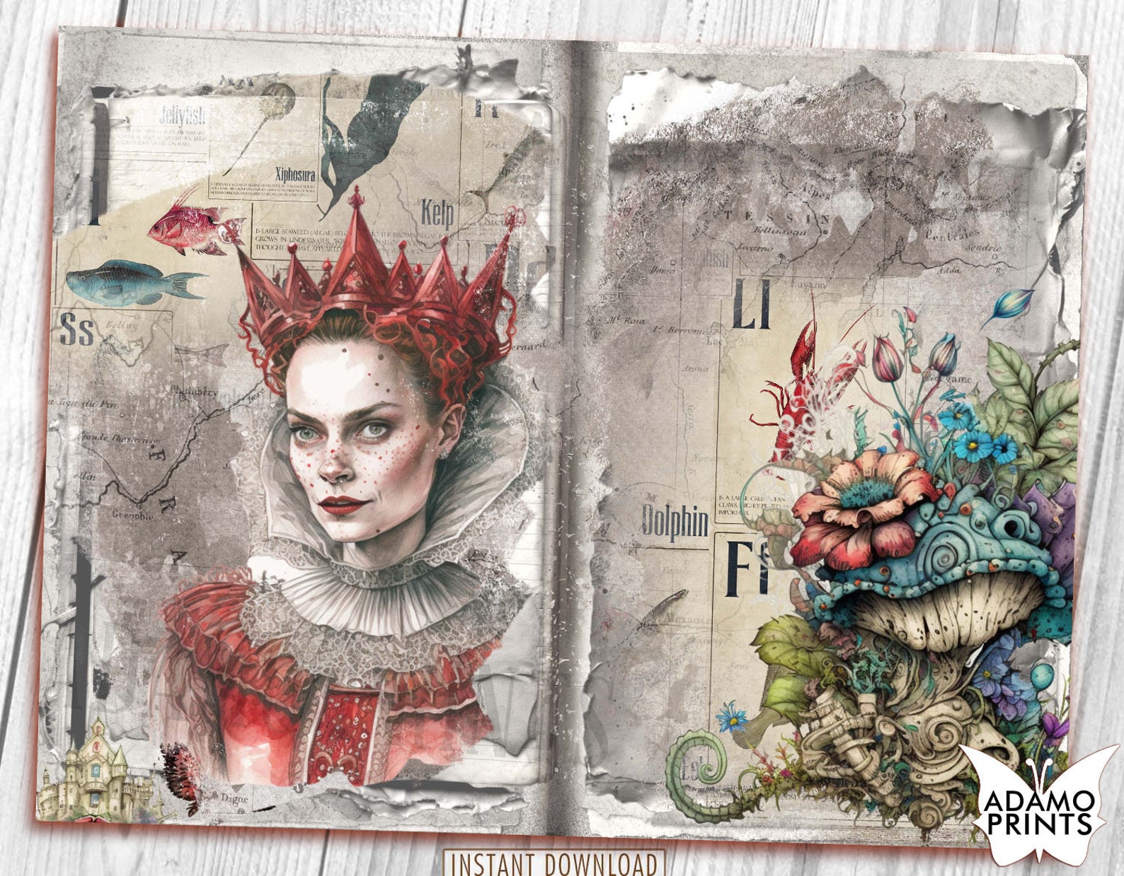Classic Alice in Wonderland Junk Journal Kit, Alice Journal Pages ...