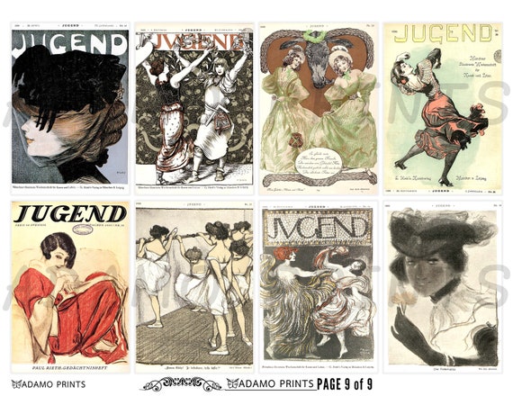 German Women Art Nouveau, Ephemera Classic, Women Digital