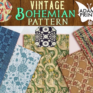Patrón Boho Vintage, Boho Digital, Kit de Diario Basura, Papel para Kit de Diario, Fondo de Pantalla Digital, Papel Digital, Fondo Imprimible