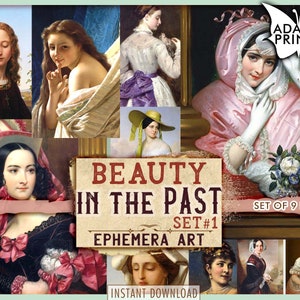 Beauty in the Past Set1, Women Digital, Vintage Art, Ephemera Classics, Digital Images, Digital Collage, Junk Journal Kit, Scrapbook Women