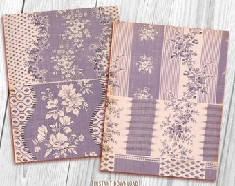 French Purple Floral Textile, Flower, Paper Pattern, Shabby Paper, Paper Journal Kit, Wallpaper Digital, Digital Paper, Printable Background