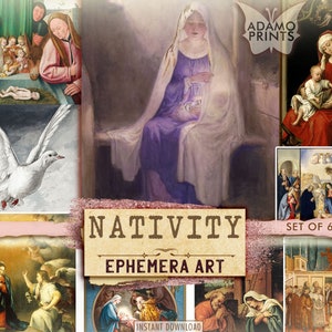 Nativity, Digital Ephemera, Christmas Nativity, Vintage Art, Classic, Bible, Painting, Digital Image, Ephemera, Christmas Art, Scrapbook Kit