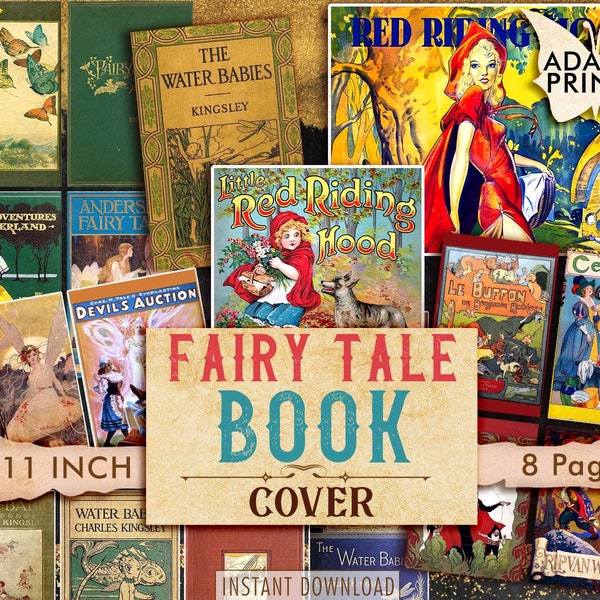 Fairy Tale Book Cover, Digital Images, Vintage Art, Children Book, Embellishment, Fairy Tale, Scrapbook, Digital Collage, Ephemera Fairy