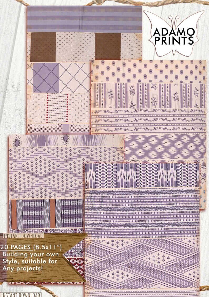 French Warp Stripes Purple, Paper Pattern, Shabby Paper, Paper Journal ...
