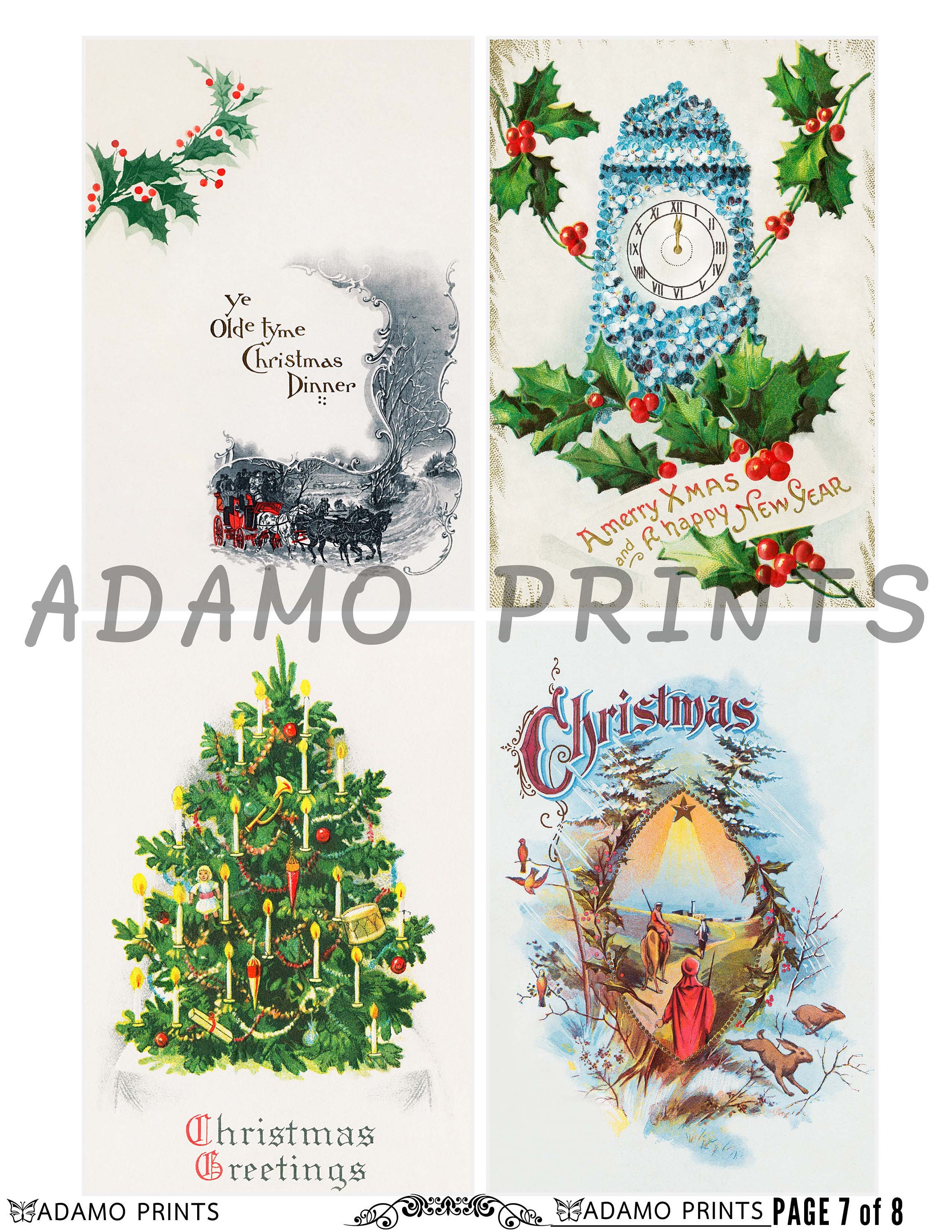 Christmas Cards December Santa Gifts ATC Collage Sheet - Etsy