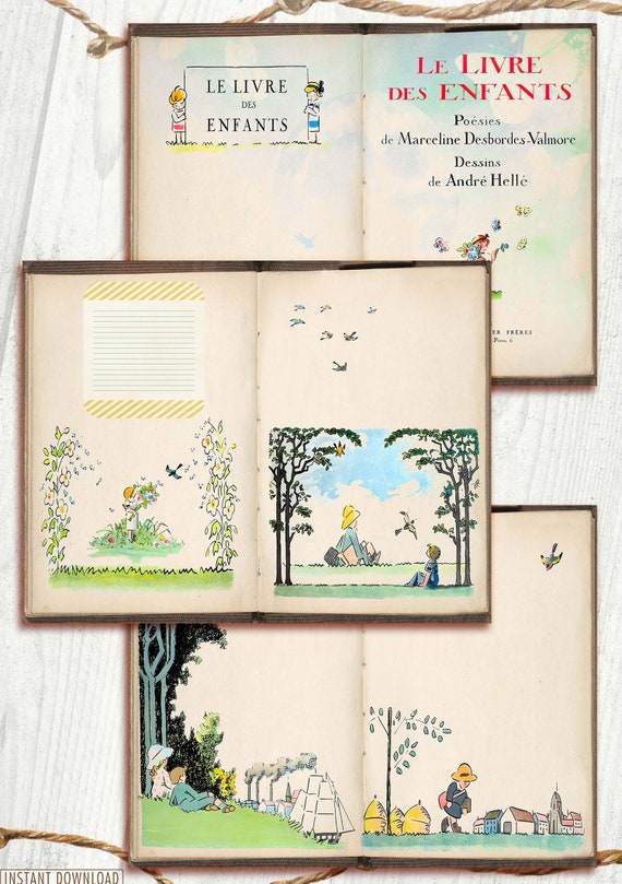 junkJournal　ジャンクジャーナル　Les enfants French Children Book, Children Junk Journal Kit, Journal Page
