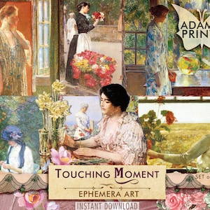 Touching Moment, Ephemera Classic, Digital Images, Digital Collage, Classic, Vintage, Scrapbook Women Digital, Altered Art, Art Supplies