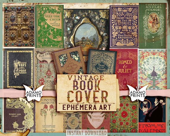 Vintage Book Cover, Victorian Digital, Ephemera Classics, Digital Images,  Vintage Art, Embellishment Digital, Ephemera Pack, Journal Kit 