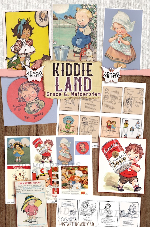 Kiddie Land Vintage Art ATC Cards Child Ephemera Ephemera Etsy