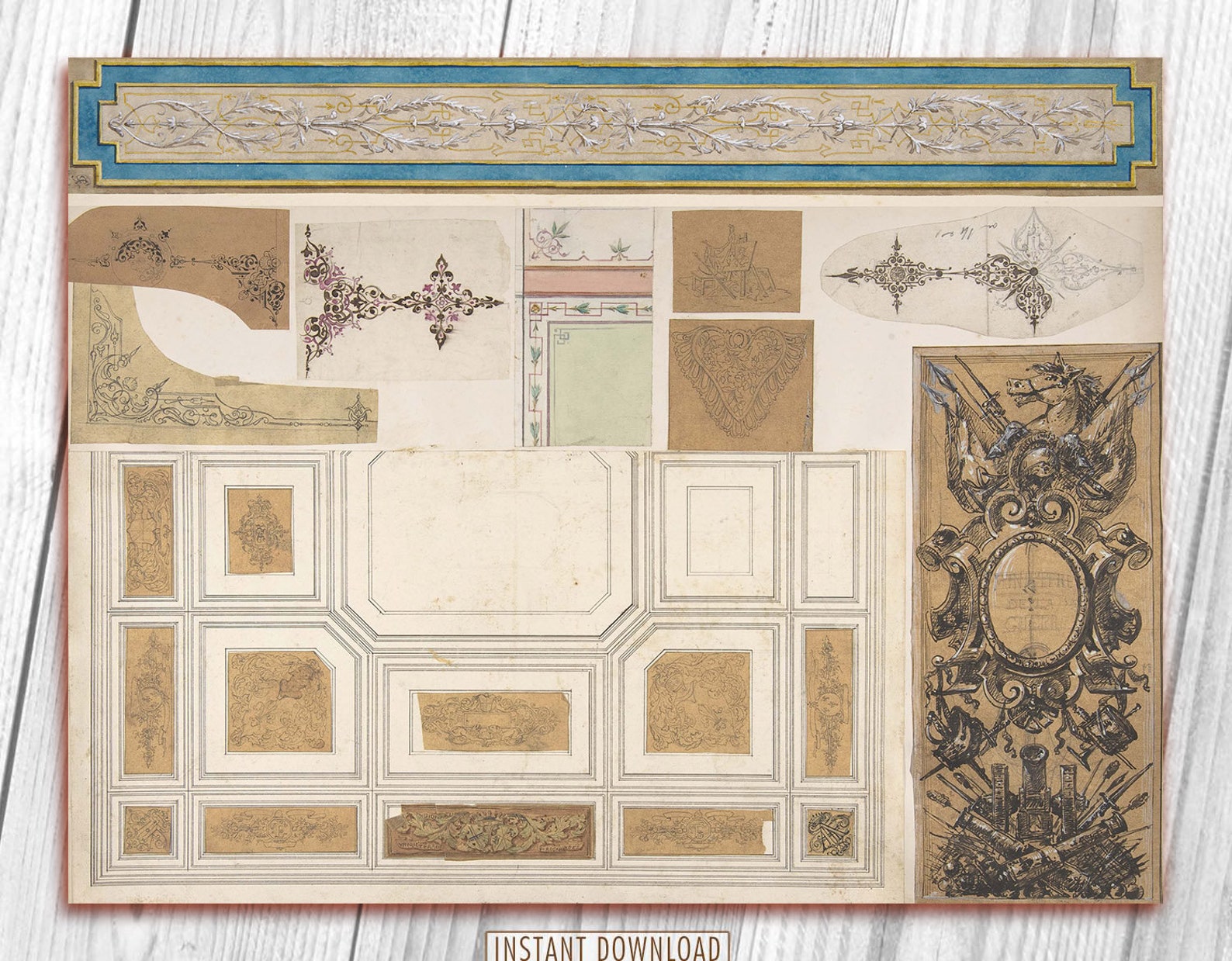 Interior Design Paper Set2, Shabby, Junk Journaling Kit, Paper for ...