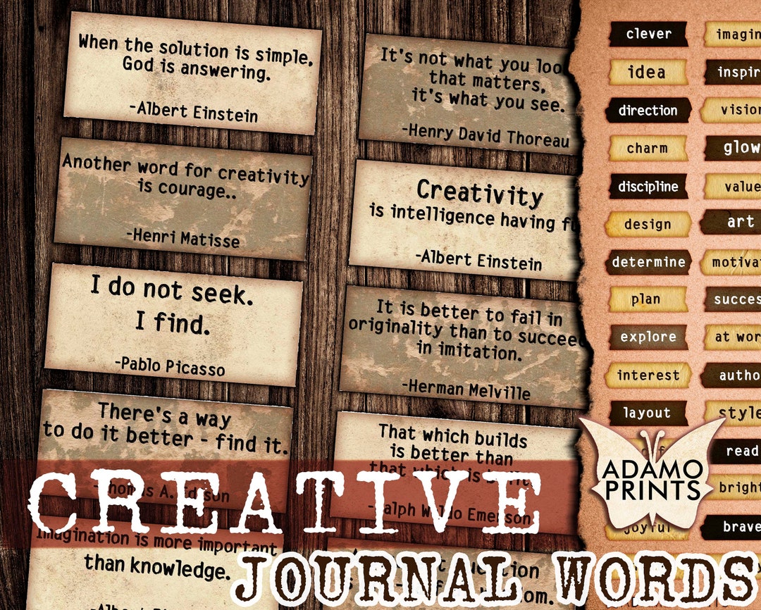 Creative Journal Words, Junk Journaling Words, Journal Prompts, Junk  Journal, Definition, Mixed Media, Art Ephemera, Printable Quotes - Etsy, image size:1080x866