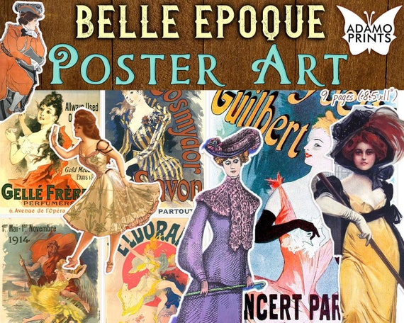 Belle Époque Poster Art, French Fashion Digital, Digital Images