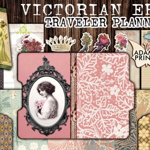 Traveler PLAnner Victorian Era Journal Kit, Carpetas de archivos, Kit de papelería, Inserciones de cuadernos de viajero, Hojas de collage, Planificador de efímeras