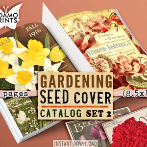 Gardening Seed Catalog Cover Set2, Digital Images, Ephemera Classics, Digital Flowers, Vintage Art, Scrapbook Ephemera, Junk Journal Kit