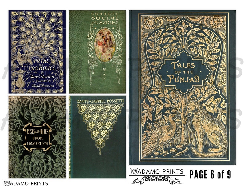 Vintage Book Cover Victorian Digital Ephemera Classics - Etsy