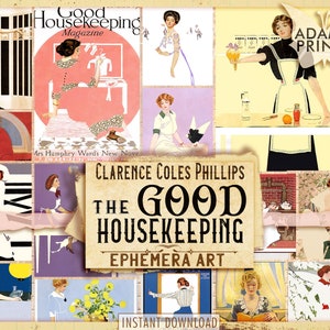 Clarence Coles Phillips Der gute Haushalt, digitale Bilder, Vintage Kunst, digitale Collage, Kunst Ephemera, Klassiker, Scrapbook Kit