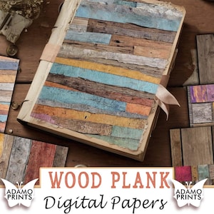 Papier numérique pour planches de bois, Papiers en bois patiné, Pages de journal indésirable, Créations artistiques sur support pour collage, Bois coloré à imprimer, Bois grunge