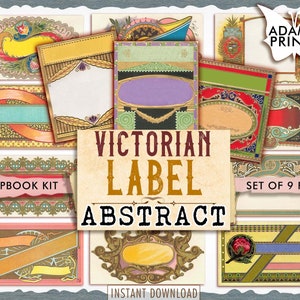 Victorian Label, Abstract Label, Blank Labels, Art Deco, Collage Sheet, Embellishments, Junk Journaling Kit , Digital Kit, Ephemera Labels