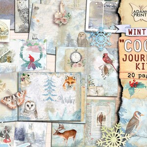 Winter Cool, Junk Journal Kit, Journal Page, Tags, Embellishment, Winter Collage Printables, Digital Winter Kit, Ephemera, Printable Winter