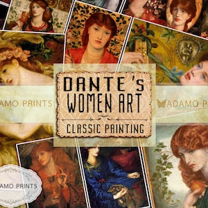 Dante&#39;s Women, Victorian Women, Digital Image, Classic, Painting, Vintage Art, Ephemera Classics, Collage, Papers, Printable Paper, Download